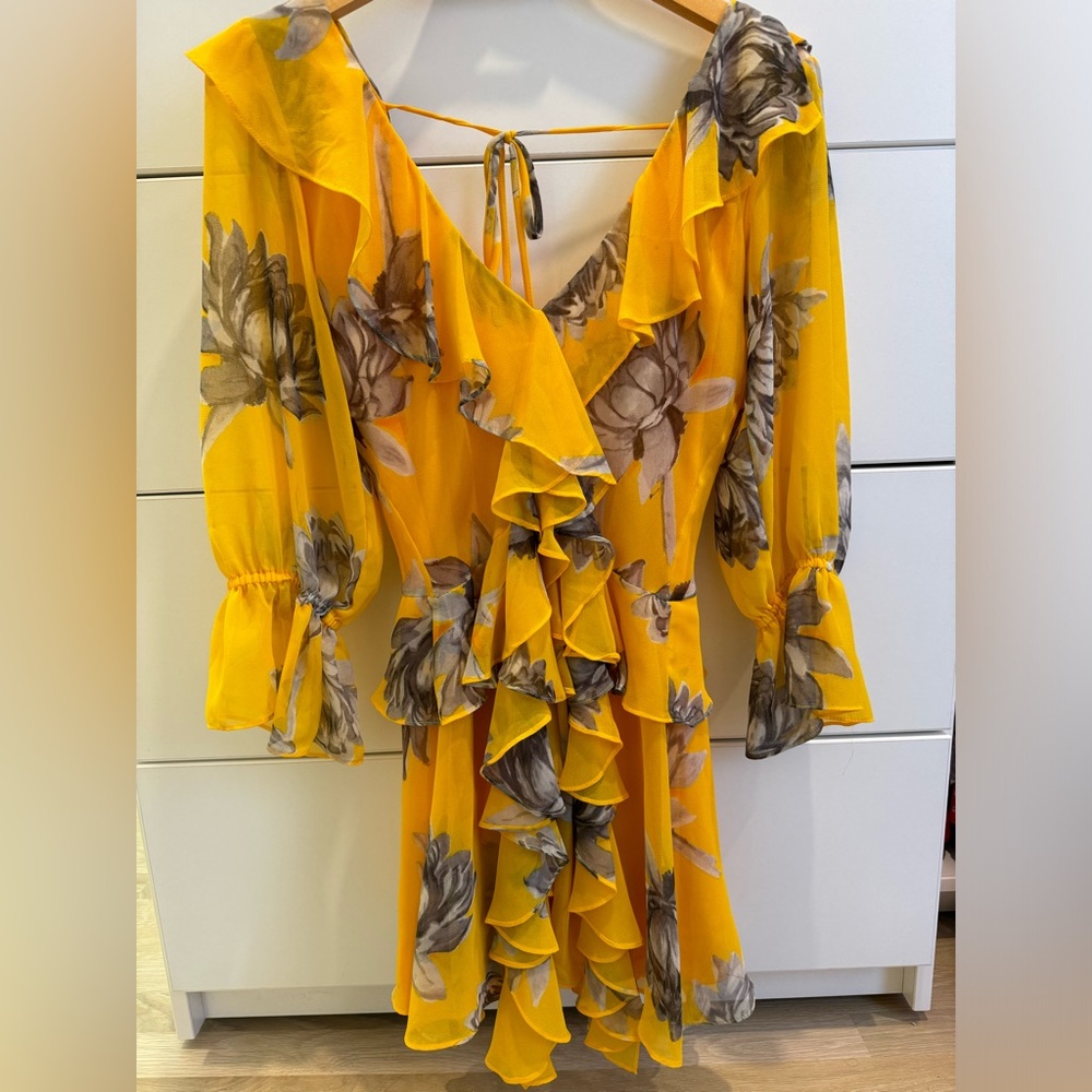MISA Los Angeles yellow silk dress size XS
